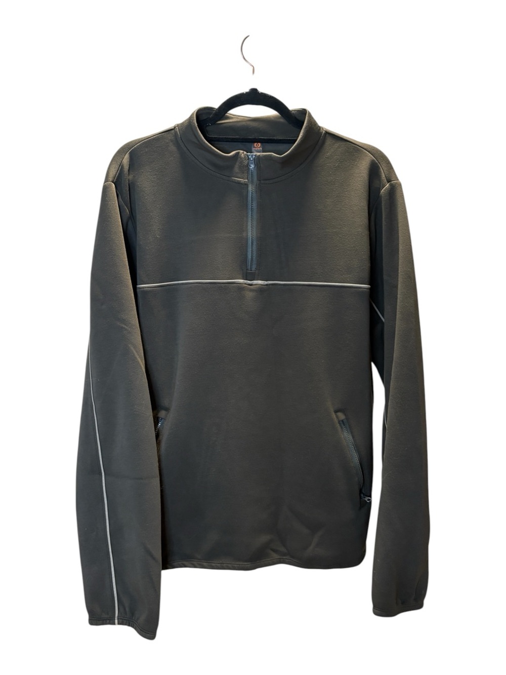 Mono B Women's olive gray/green and tan Quarter-Zip Pullover and snap pants set